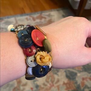 Button Bracelet Hand Knit Vintage